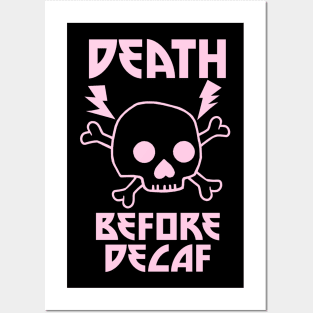 Death Before Decaf Metal Skull Posters and Art